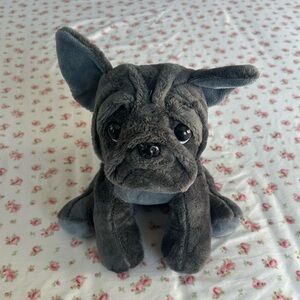 Gray Plush Bulldog Heating Pad Toy